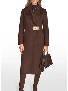 Donna Karan Wool Blend Buckle Coat
